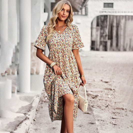 LB | Elegancka sukienka mini w kwiaty dla kobiet