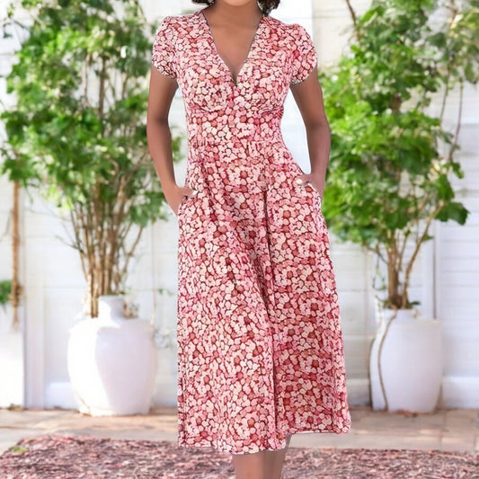 LB | Letnia sukienka midi w kwiaty