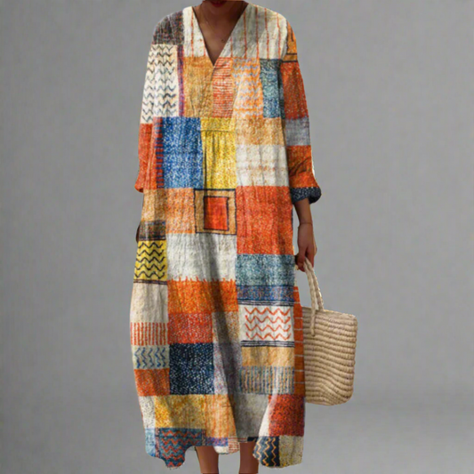 LB | Patchwork Harmony Boho Maxi Dress