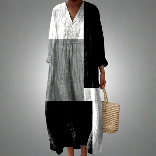 LB | Sukienka maxi w abstrakcyjny patchwork